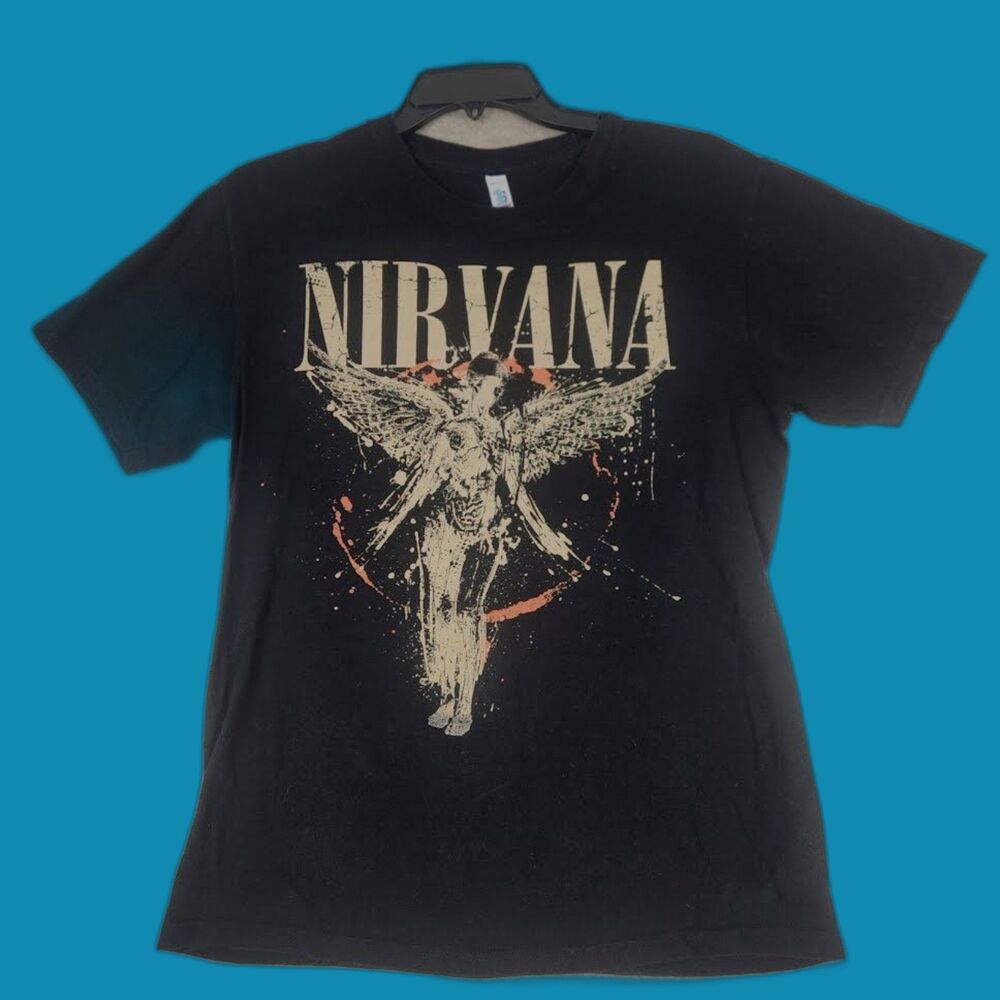 Nirvana In Utero Album Art Angel 90s Grunge Band Tee XL Black Teestyled Tag